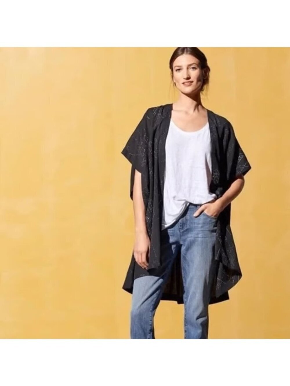 NWT Eileen Fisher Marrakesh Printed Silk Tencel Kimono Jacket